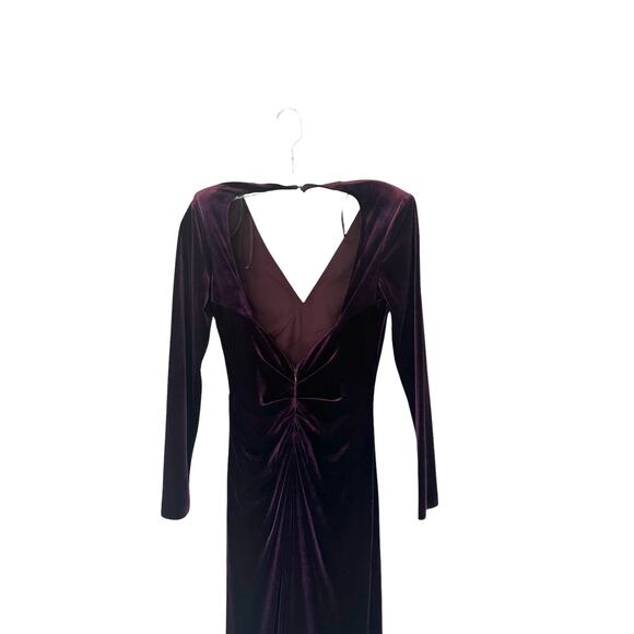 Eliza J Burgundy Cutout Vamp Wedding Guest Velvet Formal Maxi Gown Dress Size 6 - Picture 6 of 12